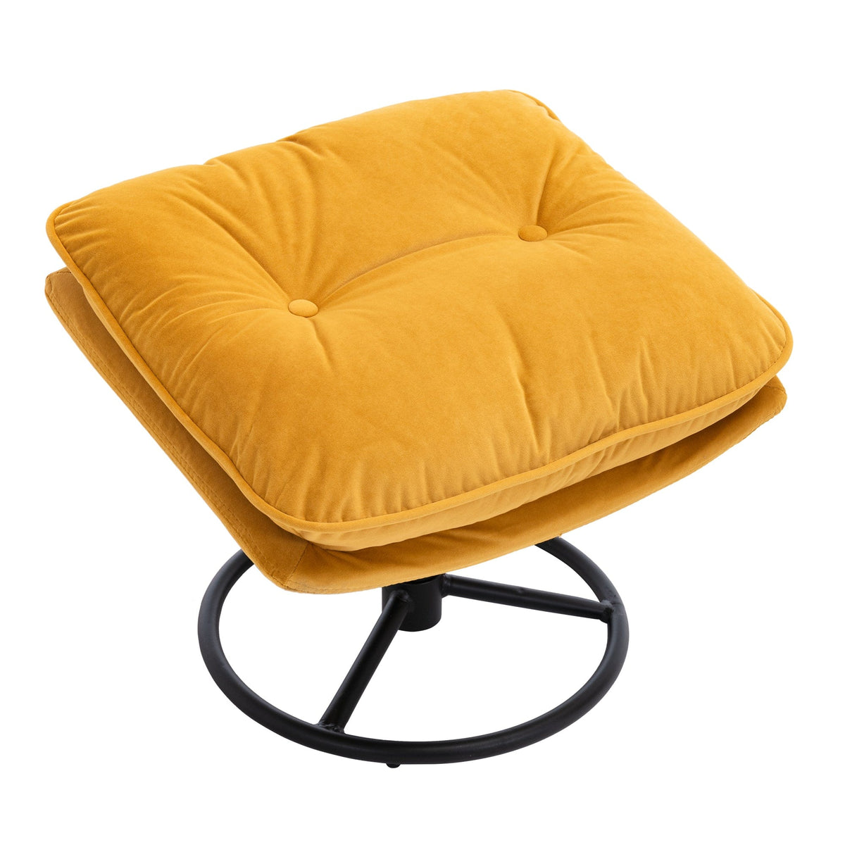 THE FURNITURE CO. Swivel Chair Yellow Velvet Swivel Accent Chair with Ottoman