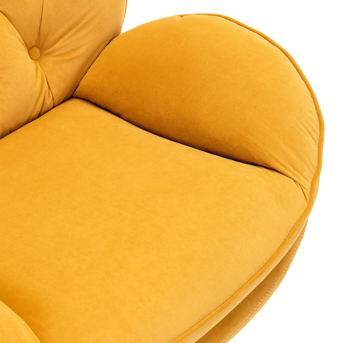 THE FURNITURE CO. Swivel Chair Yellow Velvet Swivel Accent Chair with Ottoman