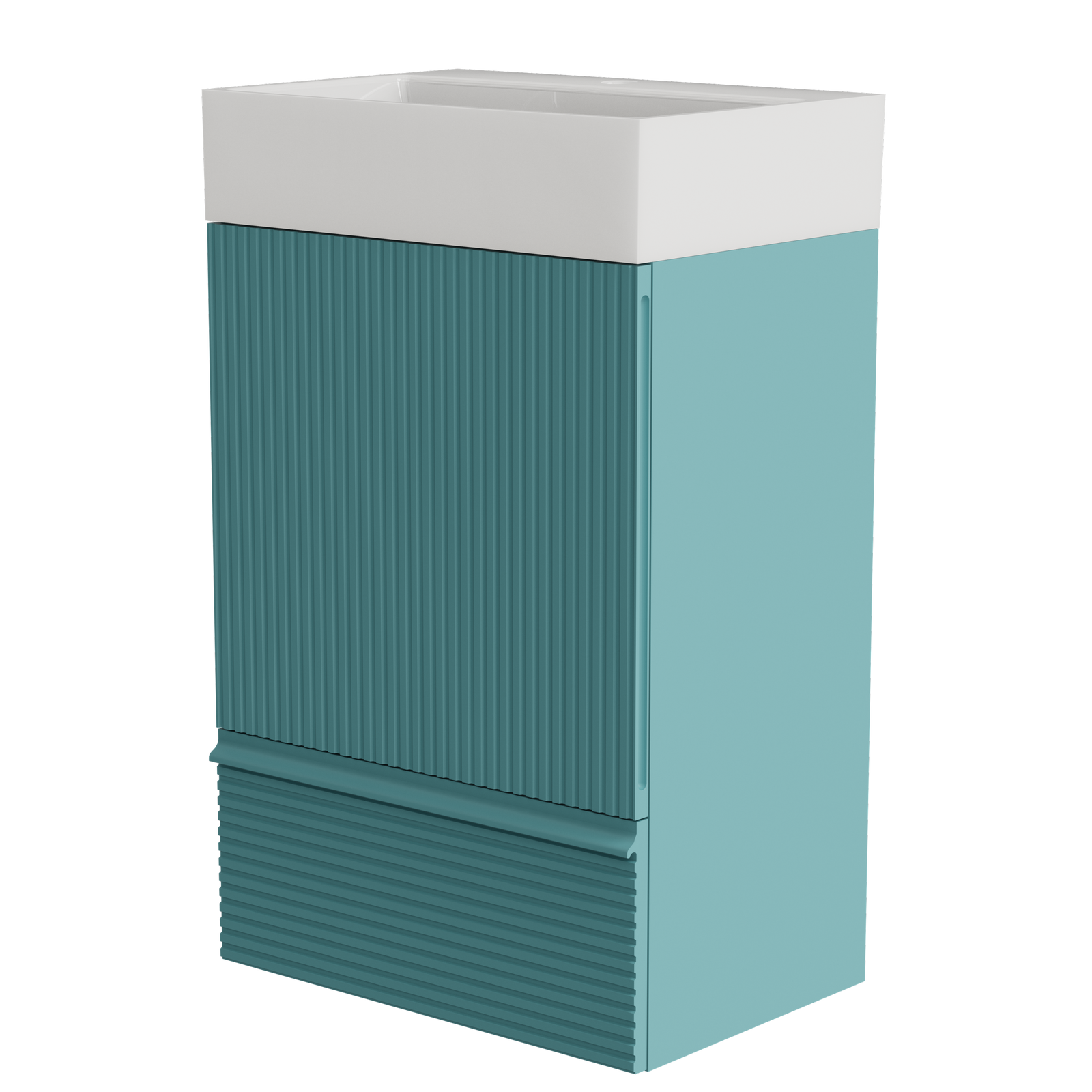 THE FURNITURE CO. Vanity Default 20" Striped Aquamarine Bathroom Vanity with Ceramic Sink Freestanding Modern Cabinet In Aqua