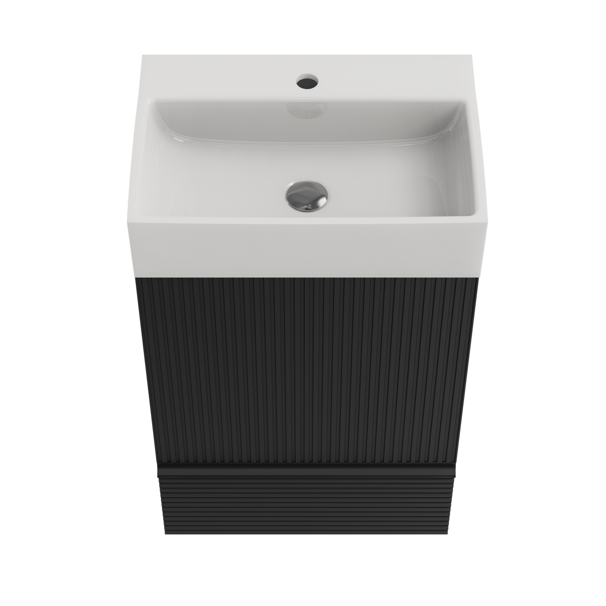 THE FURNITURE CO. Vanity Default 20" Striped Matt Black Bathroom Vanity with Ceramic Sink Freestanding Modern Cabinet In Matt Black