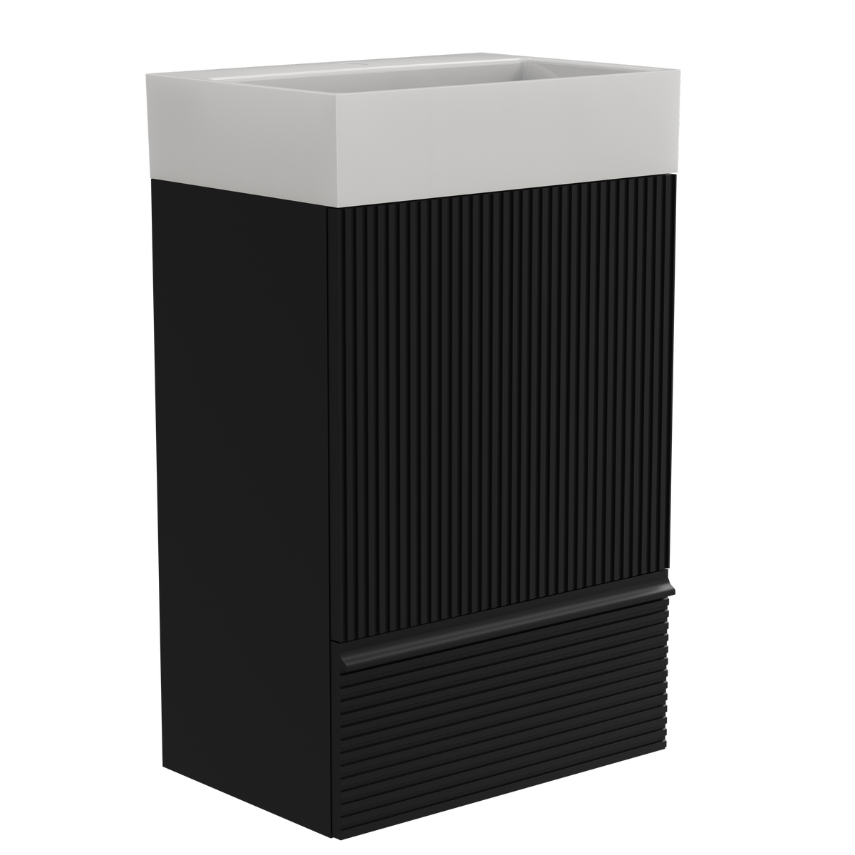 THE FURNITURE CO. Vanity Default 20" Striped Matt Black Bathroom Vanity with Ceramic Sink Freestanding Modern Cabinet In Matt Black