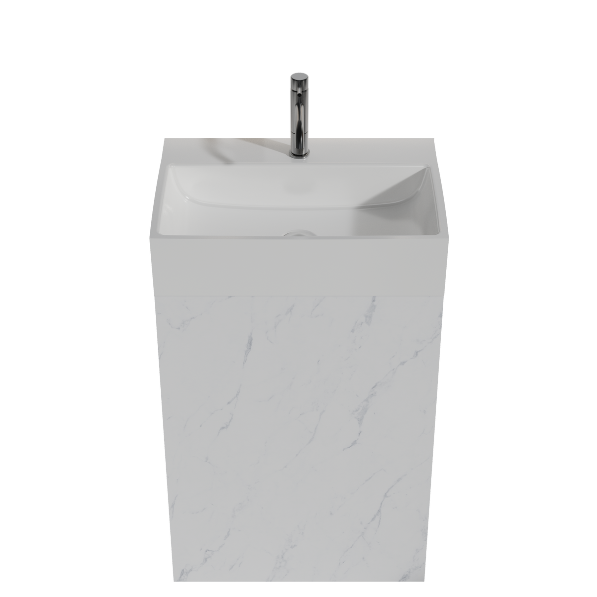 THE FURNITURE CO. Vanity Default 20" White Marble Bathroom Vanity with Ceramic Sink Freestanding Cabinet for Modern Bathroom In White
