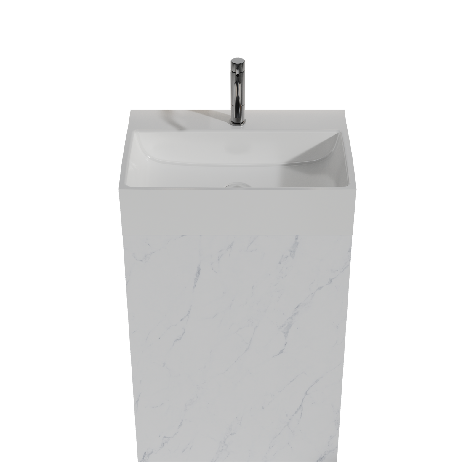 THE FURNITURE CO. Vanity Default 20" White Marble Bathroom Vanity with Ceramic Sink Freestanding Cabinet for Modern Bathroom In White