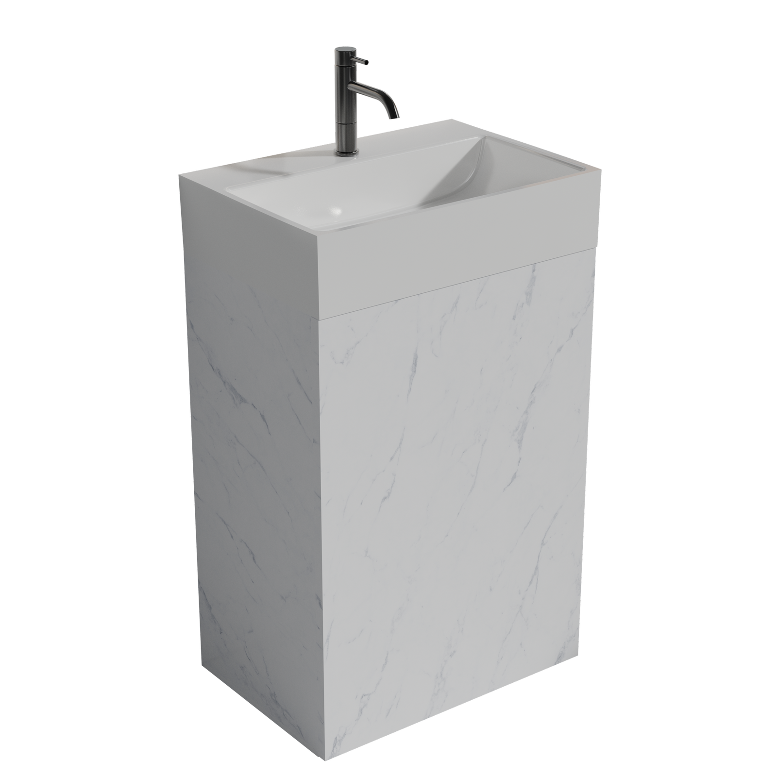THE FURNITURE CO. Vanity Default 20" White Marble Bathroom Vanity with Ceramic Sink Freestanding Cabinet for Modern Bathroom In White