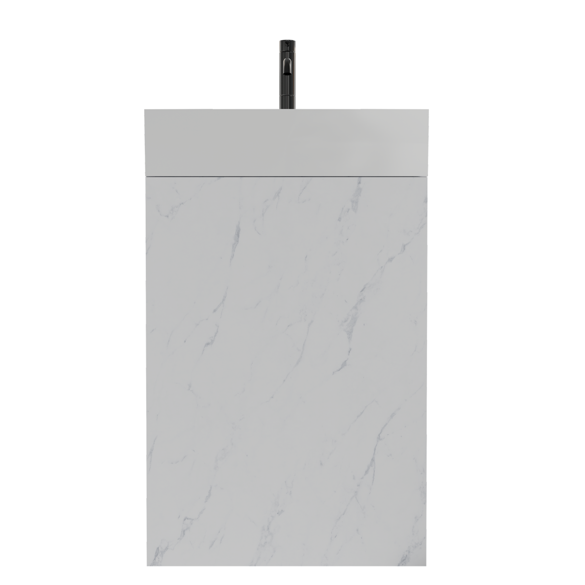 THE FURNITURE CO. Vanity Default 20" White Marble Bathroom Vanity with Ceramic Sink Freestanding Cabinet for Modern Bathroom In White