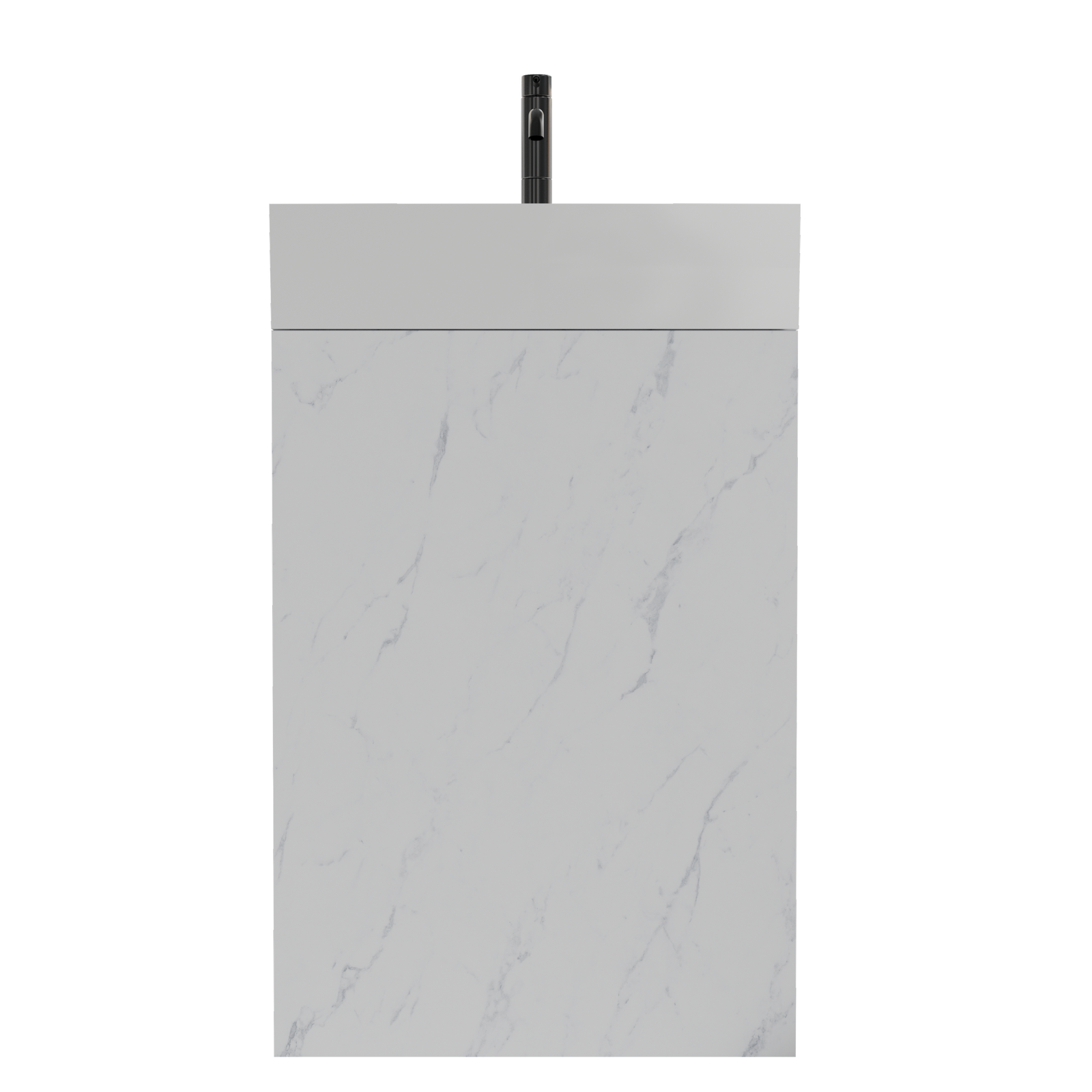 THE FURNITURE CO. Vanity Default 20" White Marble Bathroom Vanity with Ceramic Sink Freestanding Cabinet for Modern Bathroom In White