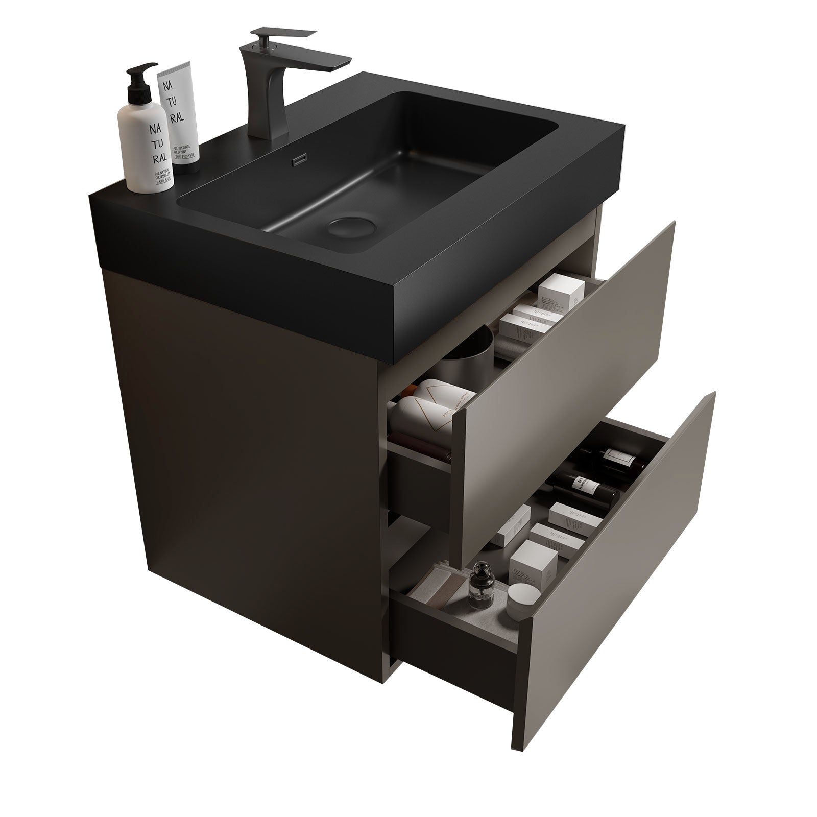 THE FURNITURE CO. Vanity Default 24 Gray Bathroom Vanity with Sink and Storage Wall Mounted Modern Design In Gray