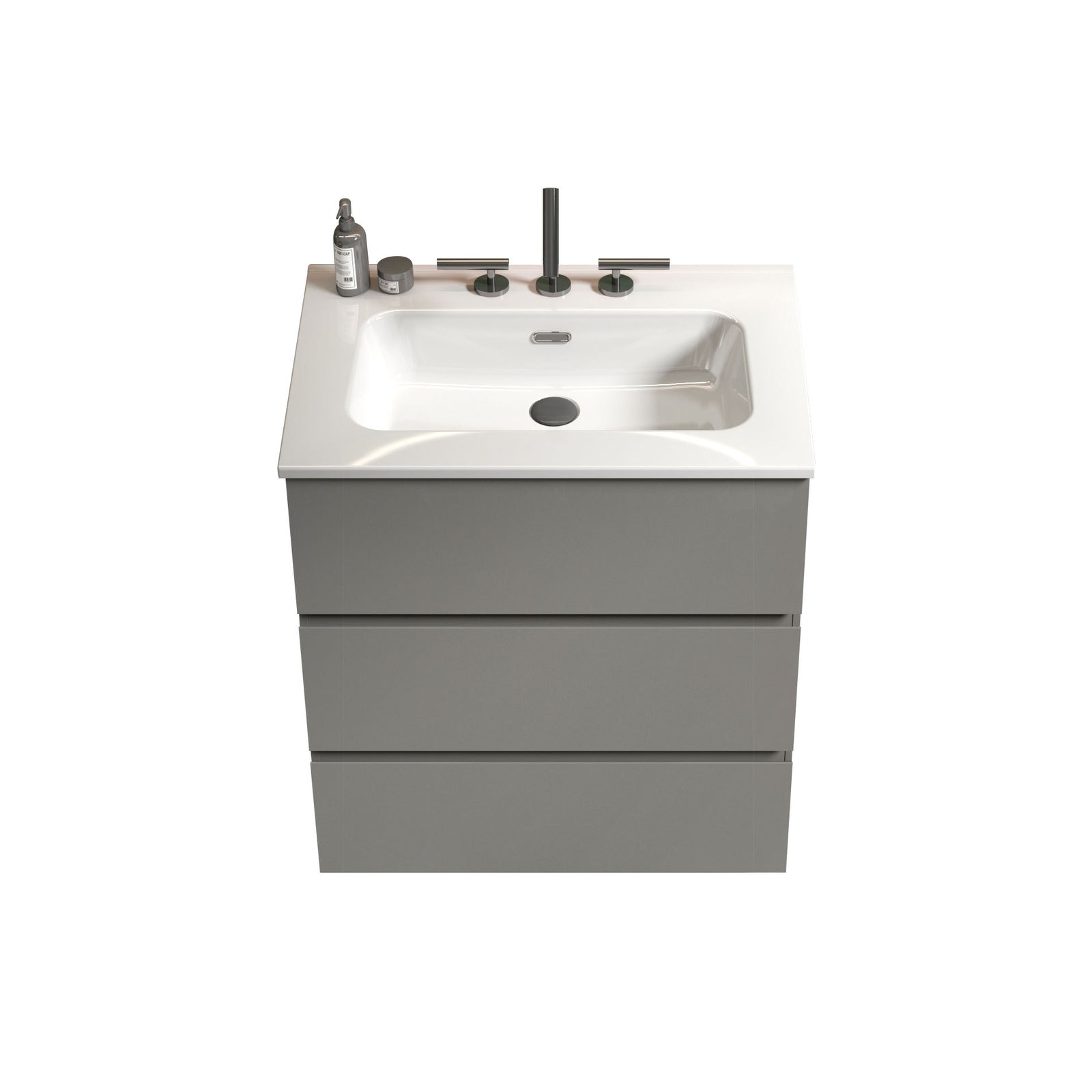 THE FURNITURE CO. Vanity Default 24 Inch Gray Bathroom Vanity with Sink and 3 Faucet Holes Large Storage Freestanding Design One-Piece White Basin In Gray