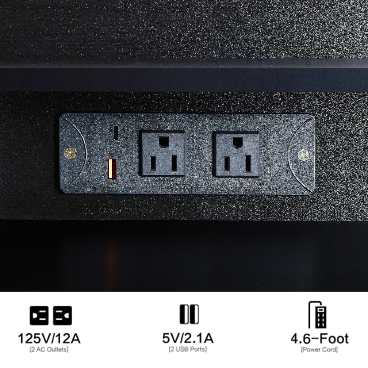 THE FURNITURE CO. Vanity Default 41 Inch Large Left Drawer Desktop Vanity Table Set with Cushioned Stool and Extra Large Touch Control LED Mirror In Black