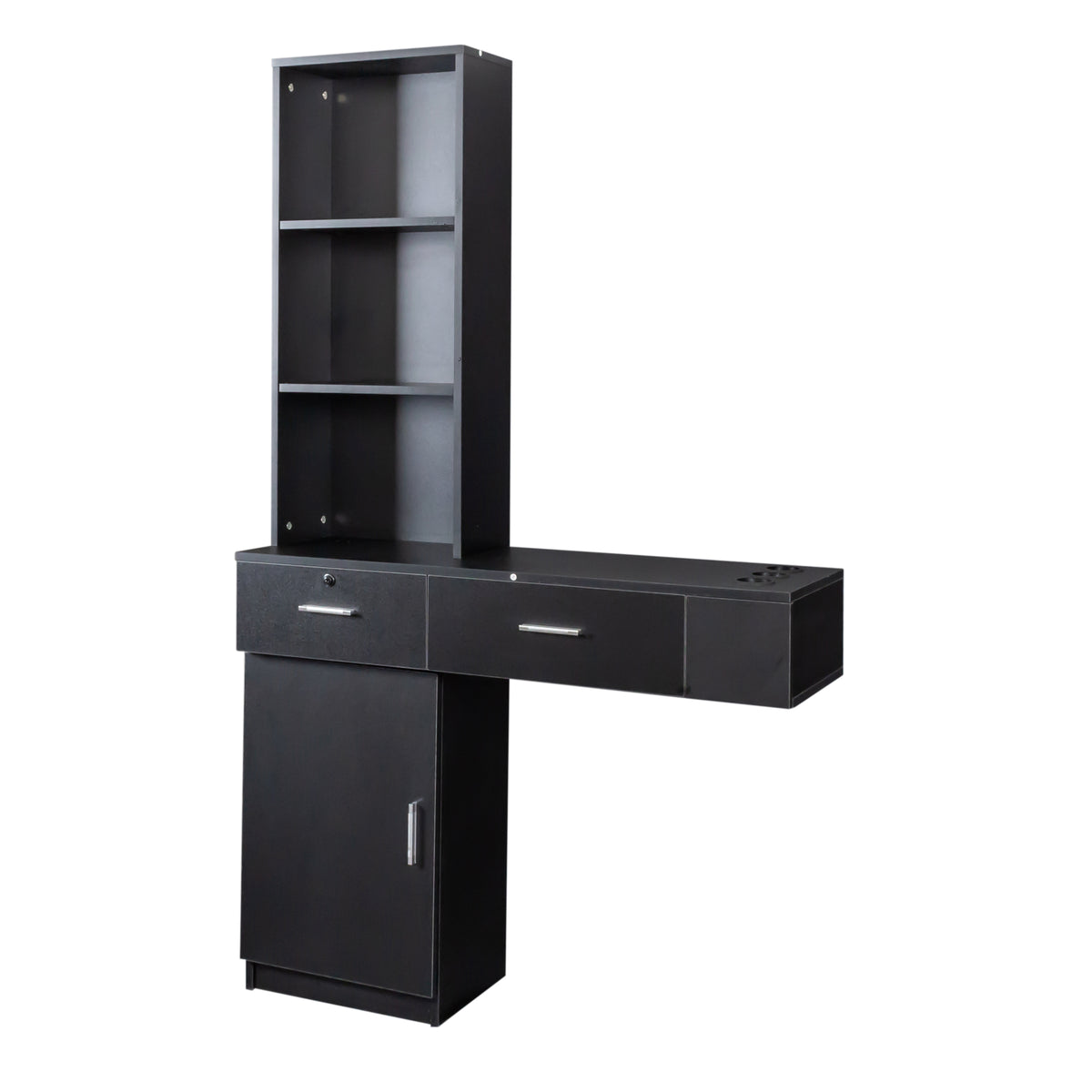 THE FURNITURE CO. Vanity Default Black Modern Simple Hair Desk With Multi-Layer Storage In Black