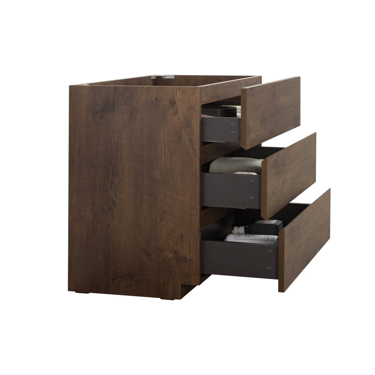 THE FURNITURE CO. Vanity Default Floor Cabinet Without Basin, Walnut Color, Three Drawers, Pre-assembled In Walnut