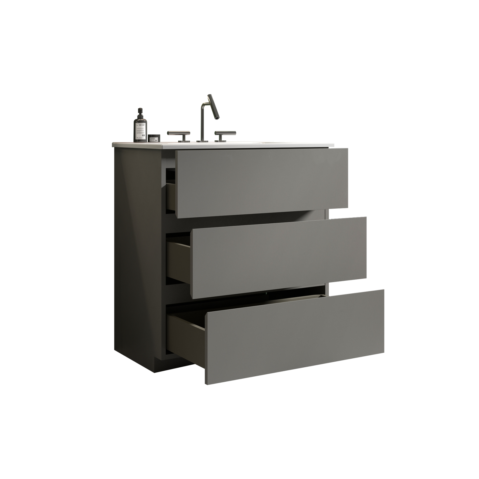 THE FURNITURE CO. Vanity Default Gray Bathroom Vanity with Large Storage and One-Piece Sink In Gray