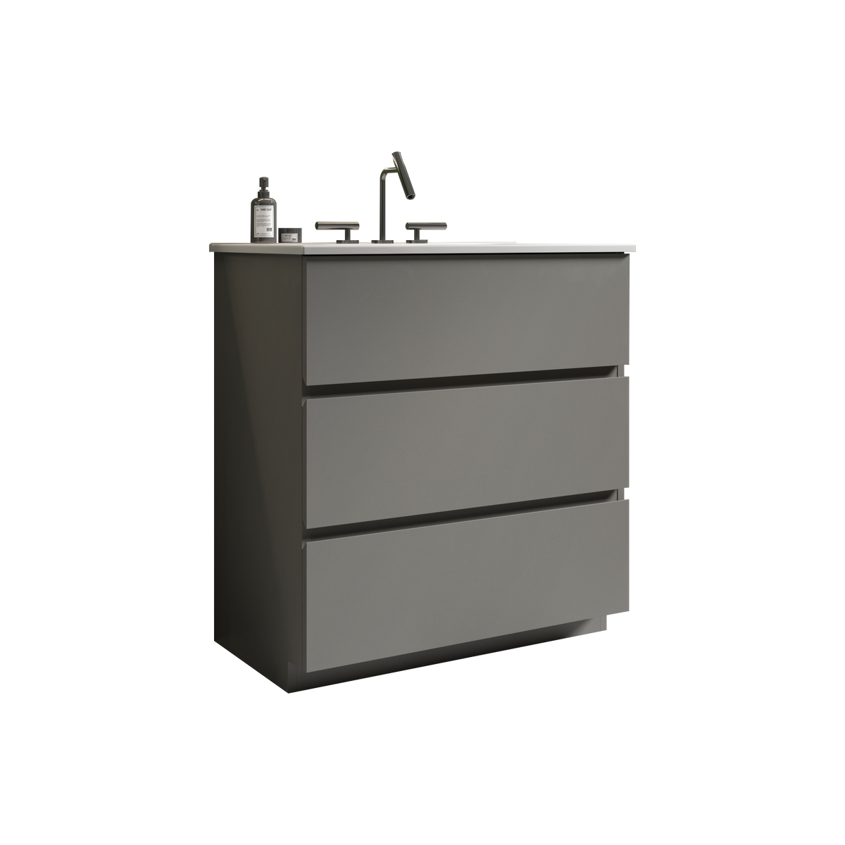 THE FURNITURE CO. Vanity Default Gray Bathroom Vanity with Large Storage and One-Piece Sink In Gray