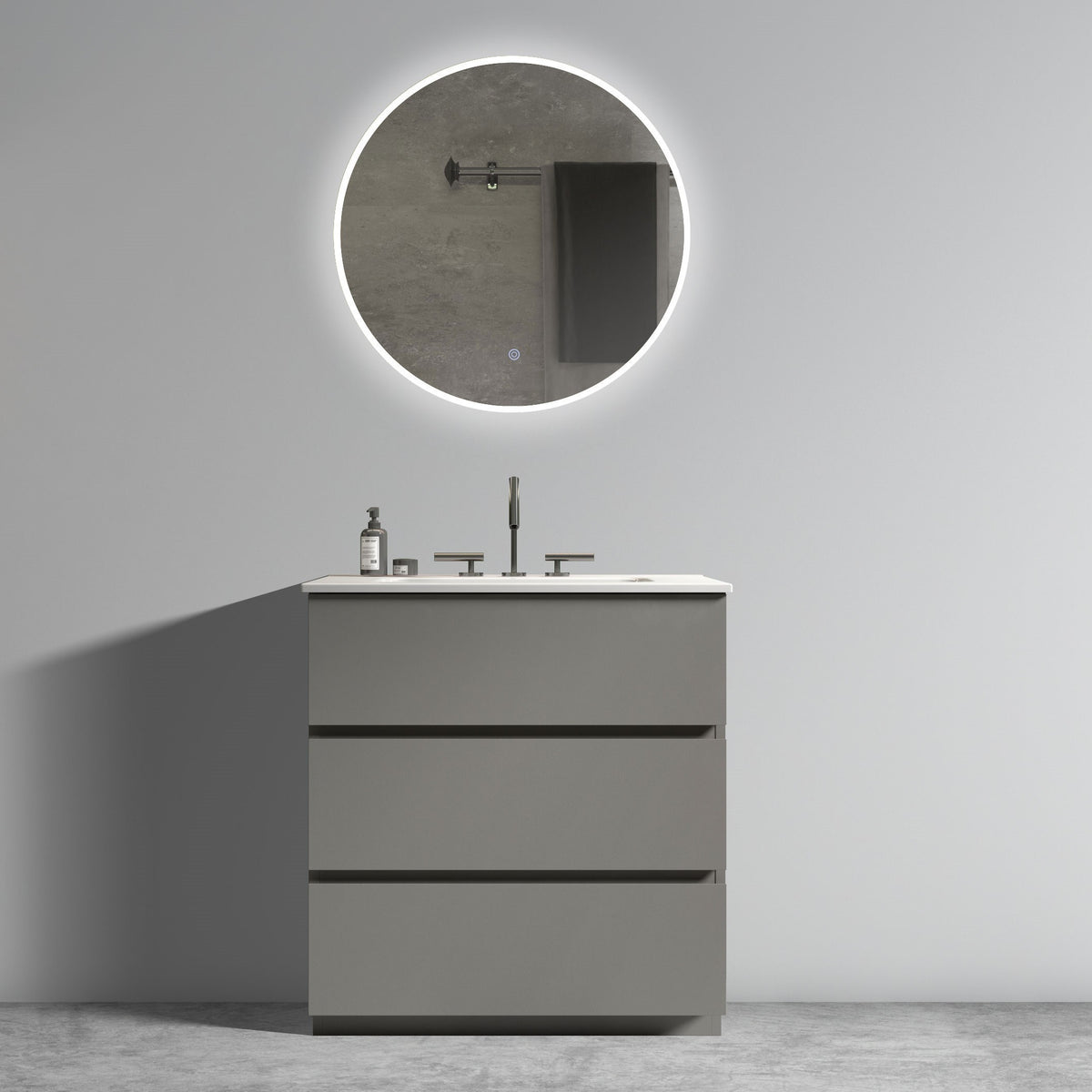 THE FURNITURE CO. Vanity Default Gray Bathroom Vanity with Large Storage and One-Piece Sink In Gray