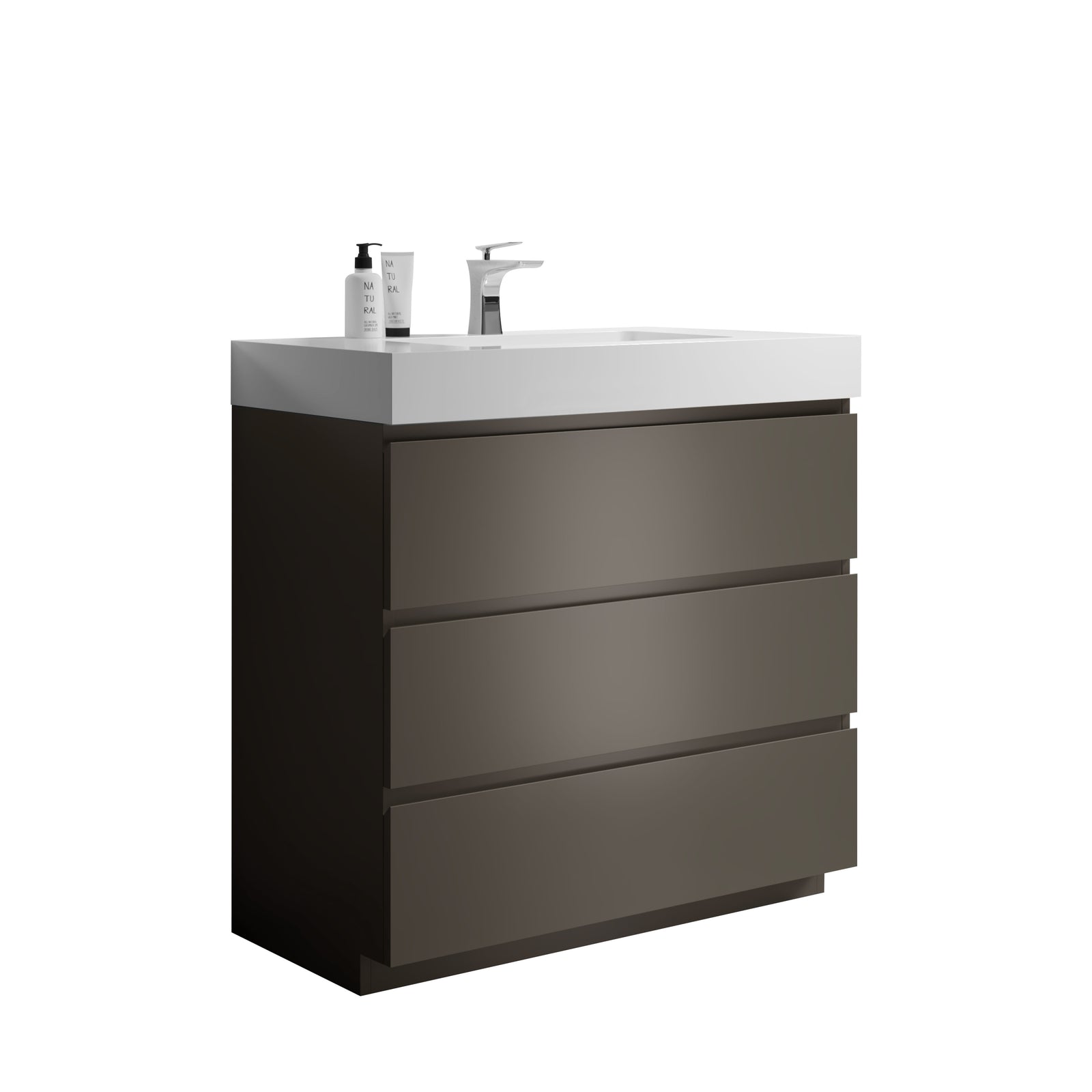 THE FURNITURE CO. Vanity Default Gray Bathroom Vanity with One-Piece Sink Large Storage Freestanding Design Eco-Friendly Construction In Gray
