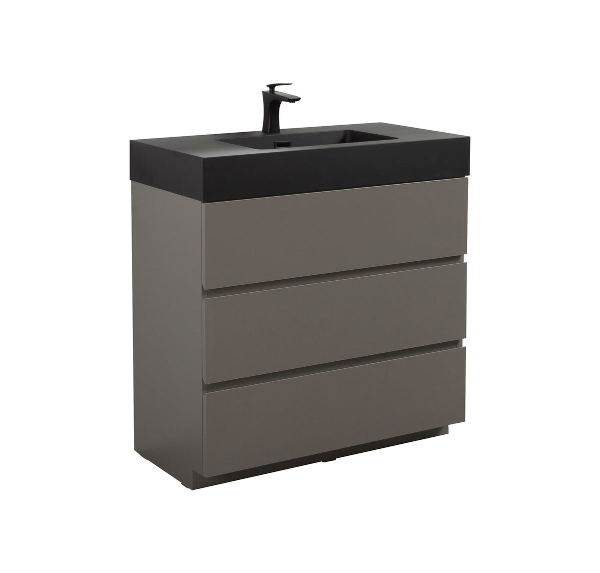 THE FURNITURE CO. Vanity Default Gray Bathroom Vanity with Sink Large Storage Freestanding Design One-Piece Black Basin Pre-assembled In Gray
