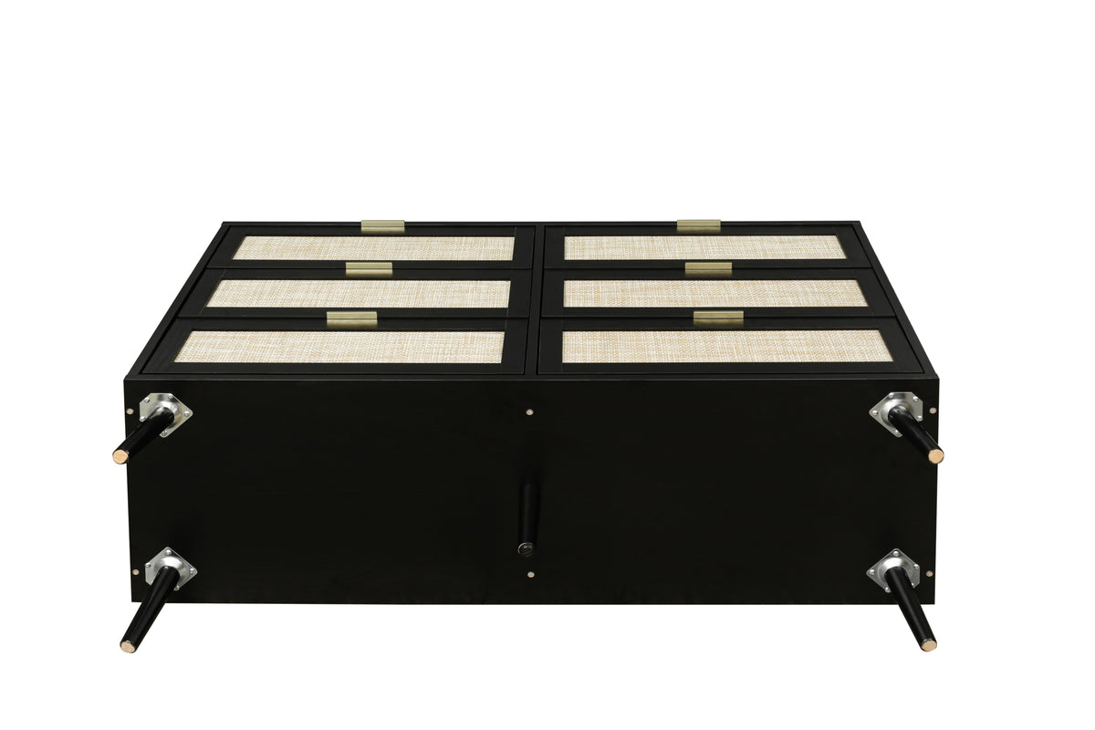 THE FURNITURE CO. Vanity Default Modern 6 Drawer Dresser Wood Cabinet for Storage In Black