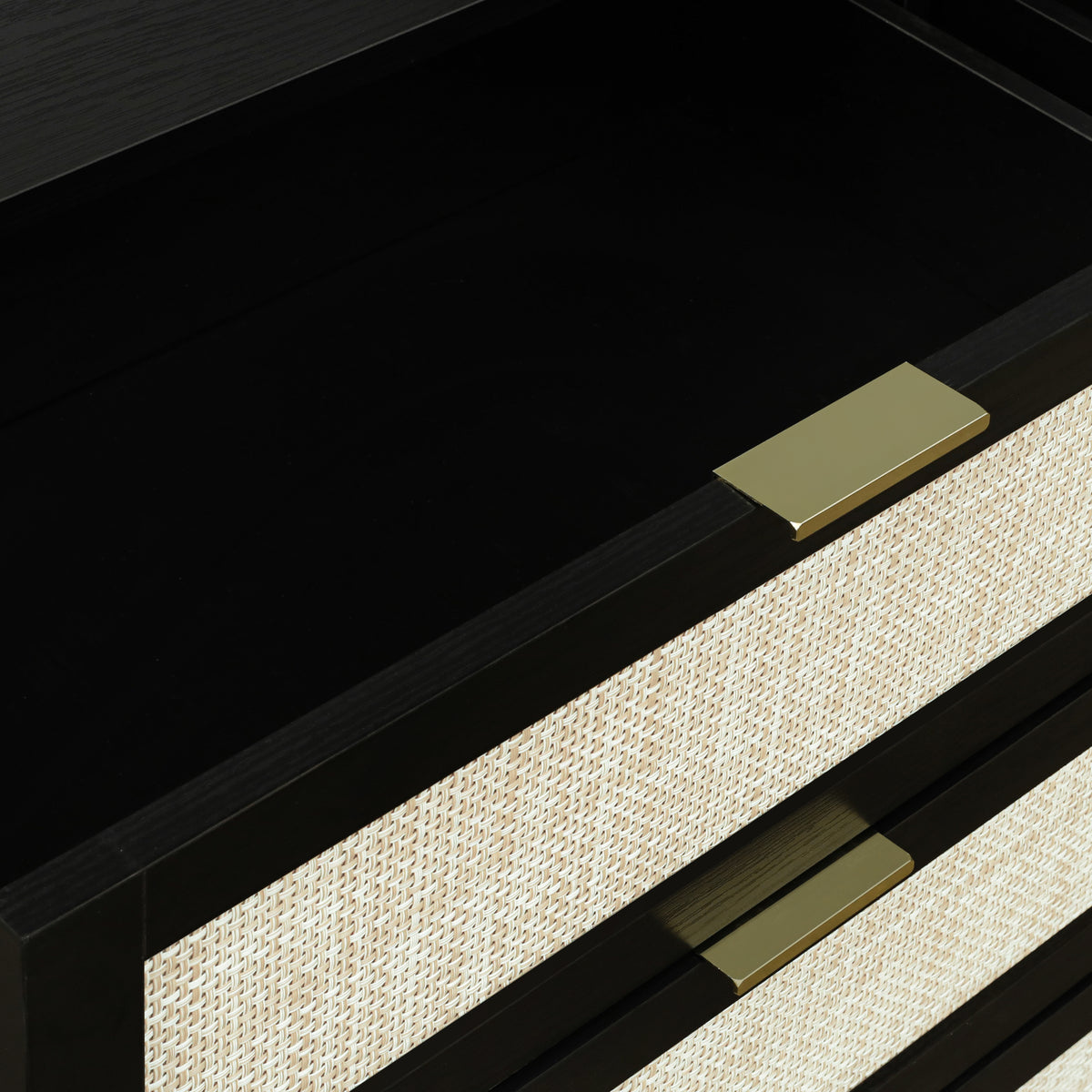 THE FURNITURE CO. Vanity Default Modern 6 Drawer Dresser Wood Cabinet for Storage In Black