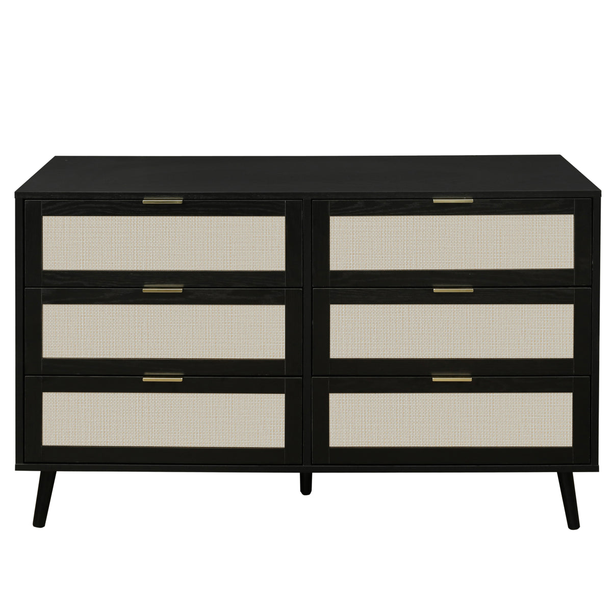 THE FURNITURE CO. Vanity Default Modern 6 Drawer Dresser Wood Cabinet for Storage In Black