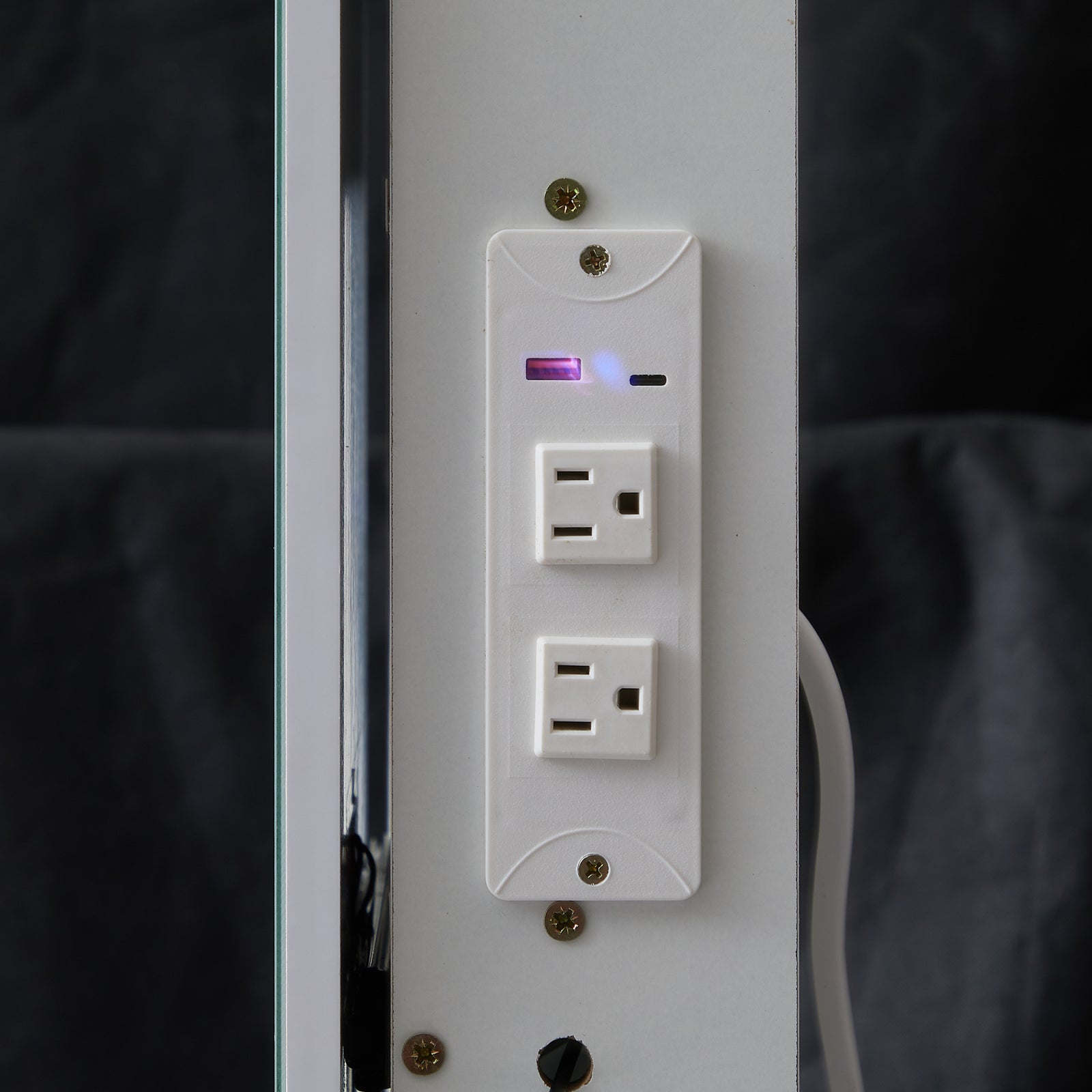 THE FURNITURE CO. Vanity Default Small Size Left Bedside Cabinet Vanity Table with Cushioned Stool and Extra Large Touch Control LED Mirror In White