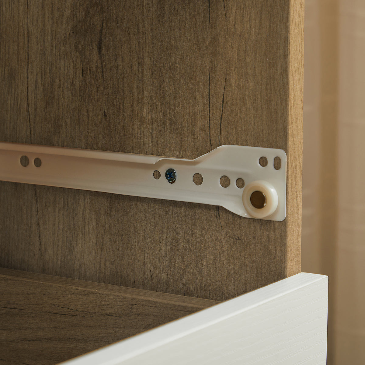 THE FURNITURE CO. Vanity Default Solid Wood Drawer Dresser Cabinet Buffet Sideboard Storage Console In Brown and White