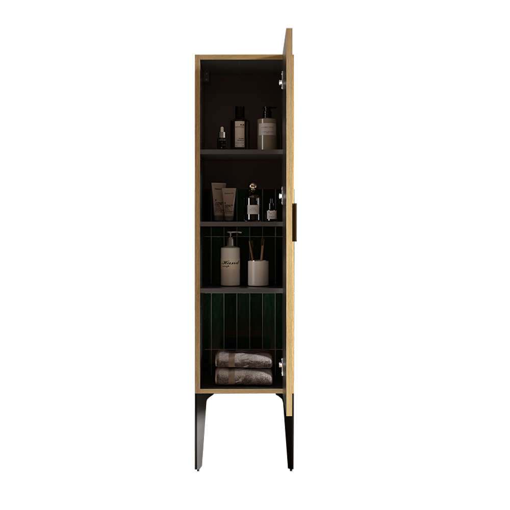 THE FURNITURE CO. Vanity Default Striped Matt Black Bathroom Side Cabinet Freestanding Storage for Modern Bathroom in Black