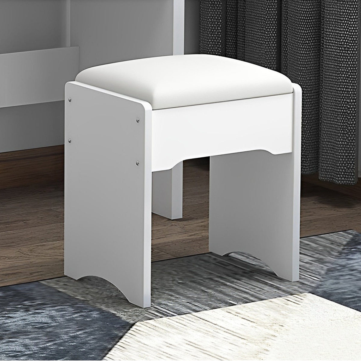 THE FURNITURE CO. Vanity Default Vanity Desk with Adjustable Lights and 4 Drawers In White
