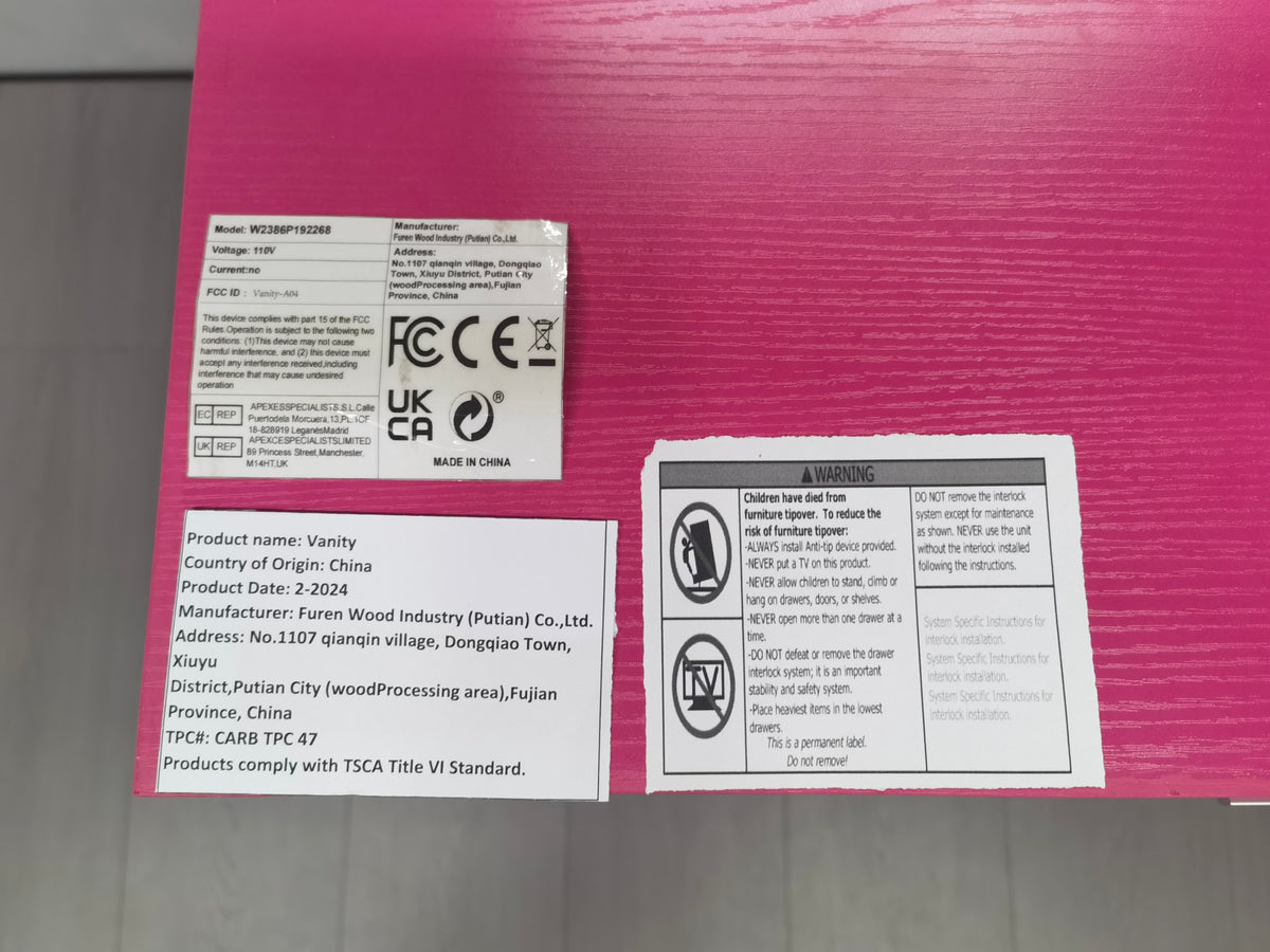 THE FURNITURE CO. Vanity Default Vanity Desk with Mirror and Lights for Makeup, Large Drawer and 3 Adjustable Lighting Modes, Perfect for Bedroom In Black