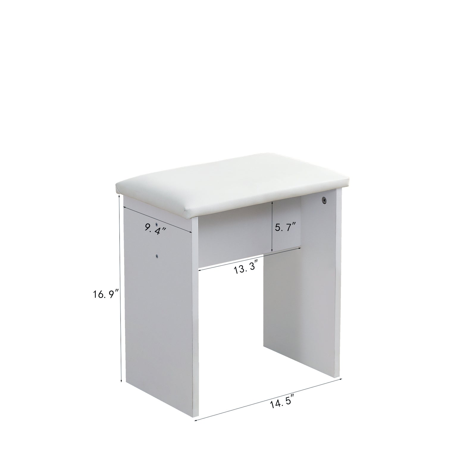 THE FURNITURE CO. Vanity Default Vanity Table With Large Lighted Mirror And Drawer In White
