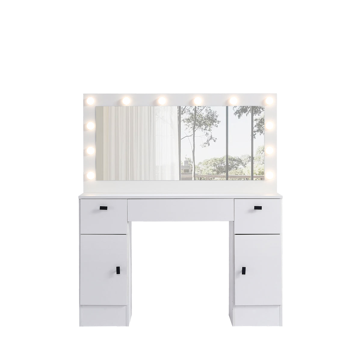 THE FURNITURE CO. Vanity Default Vanity Table With Lighted Mirror And 3 Drawers In White