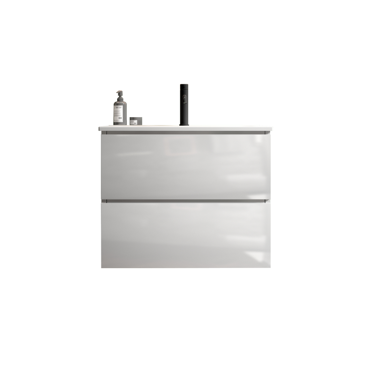 THE FURNITURE CO. Vanity Default Wall Mount 24 Inch White Glossy Bathroom Vanity with Ceramic Sink Large Storage Floating Vanity for Modern Bathroom In White