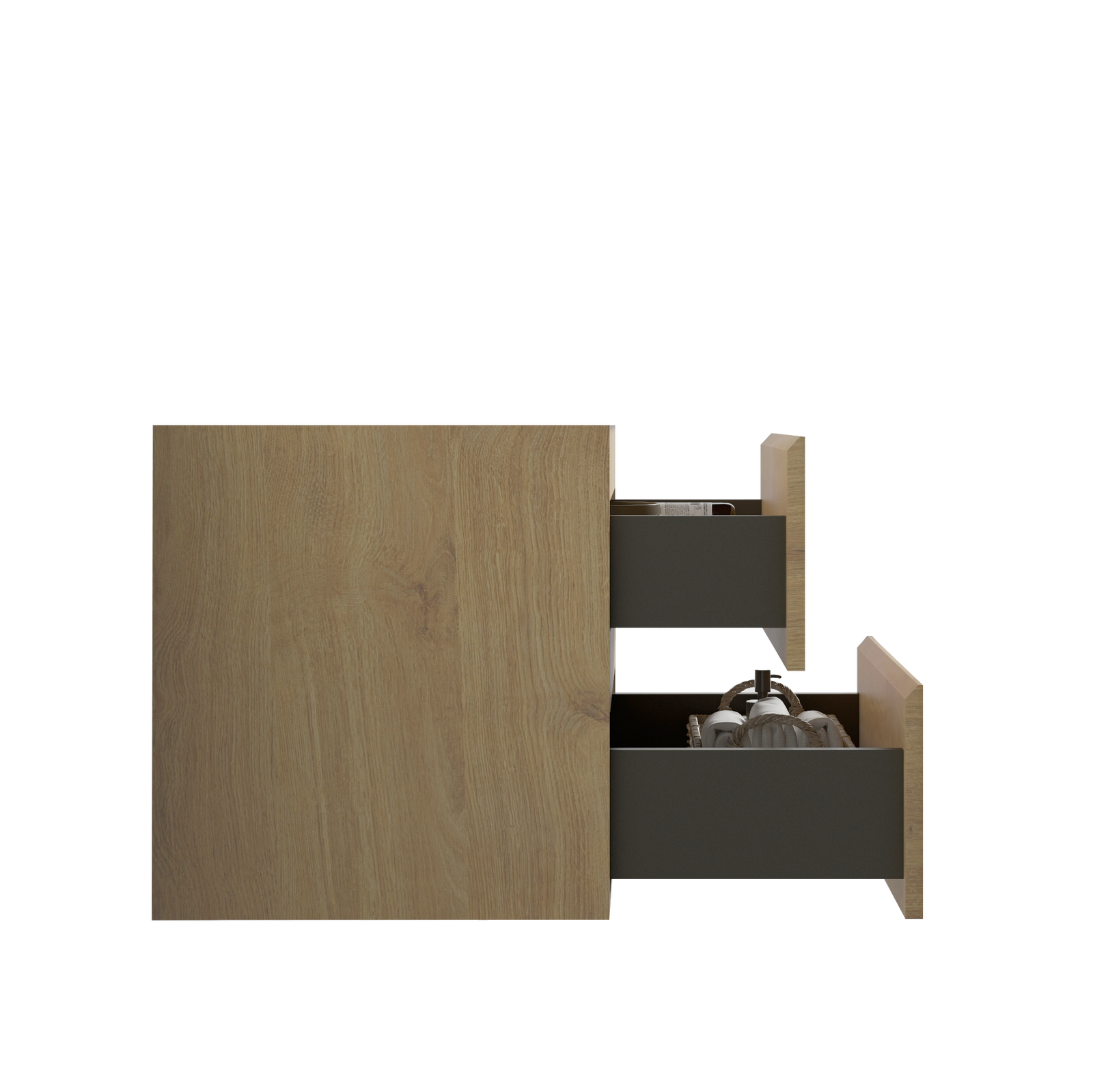 THE FURNITURE CO. Vanity Default Wall Mount Cabinet Without Basin Natural Oak Color Two Drawers Pre-Assembled In Natural Oak