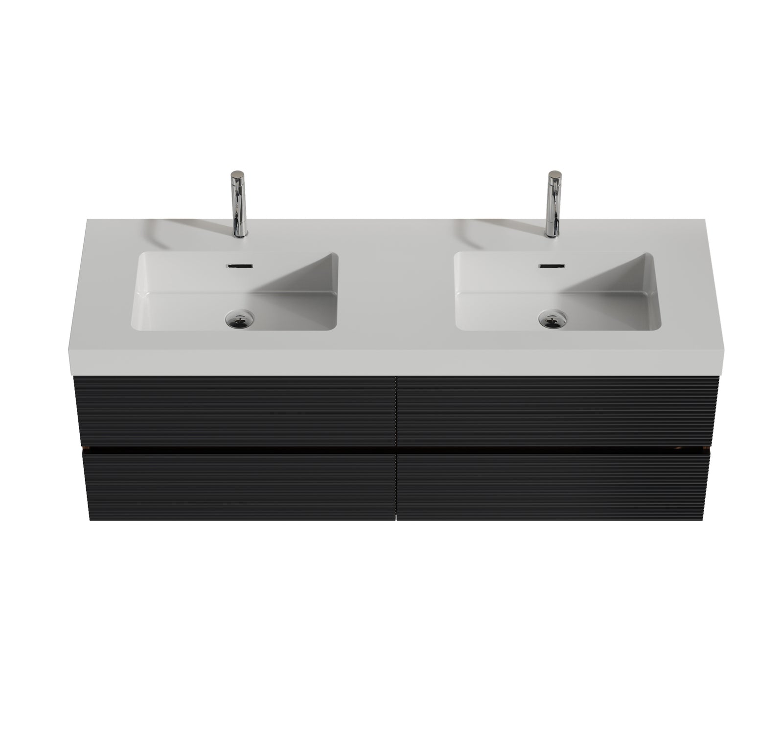 THE FURNITURE CO. Vanity Default Walnut Bathroom Vanity with Glossy White Sink Wall Mounted Floating Design In Black and Brown