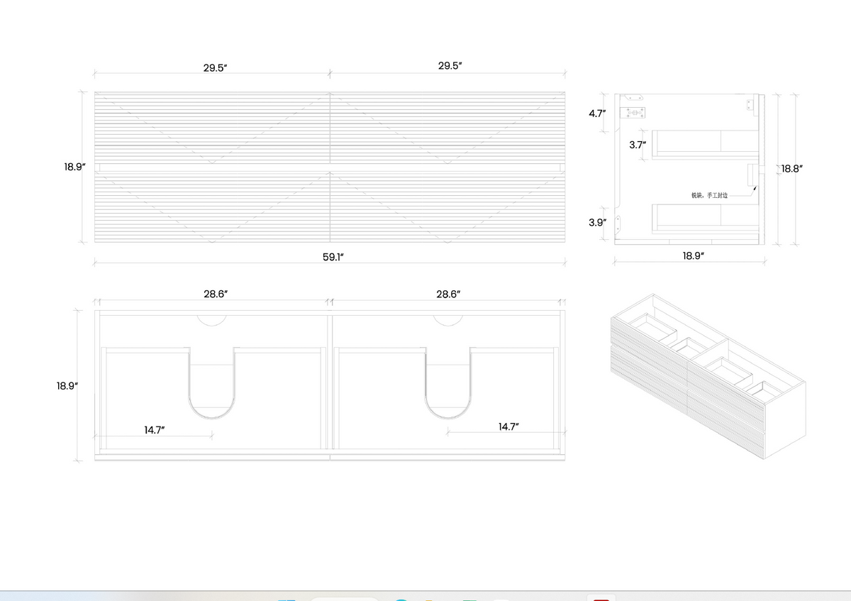 THE FURNITURE CO. Vanity Default Walnut Bathroom Vanity with Glossy White Sink Wall Mounted Floating Design In Black and Brown
