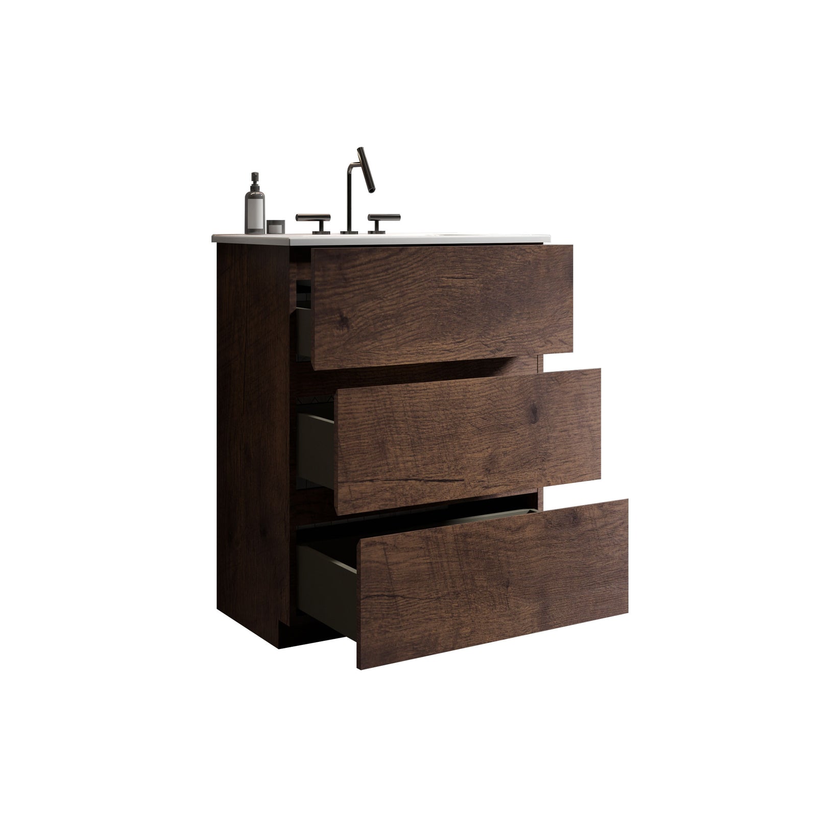 THE FURNITURE CO. Vanity Default Walnut Bathroom Vanity with Sink and 3 Faucet Holes Freestanding Storage Solution for Modern Bathroom In White and Walnut