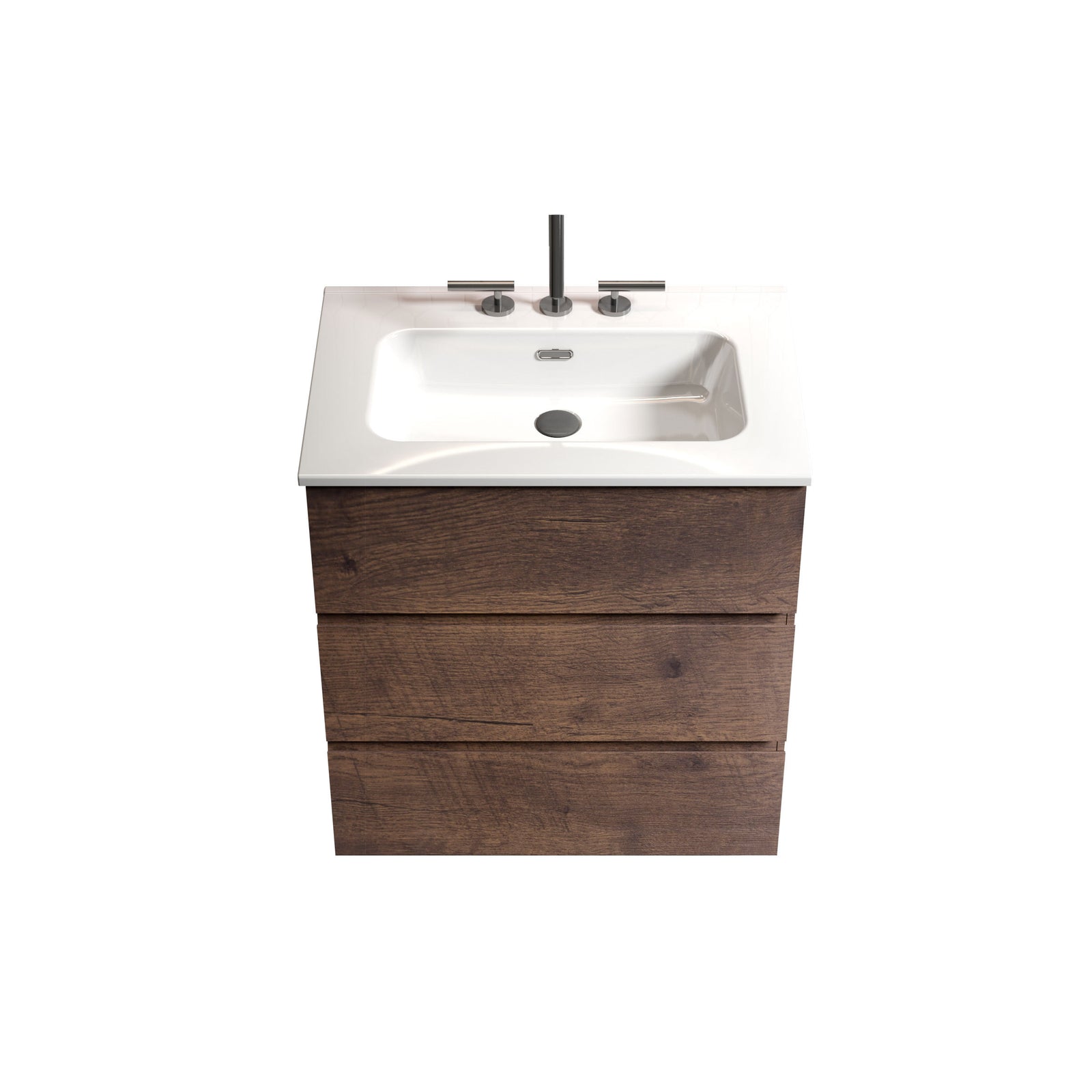 THE FURNITURE CO. Vanity Default Walnut Bathroom Vanity with Sink and 3 Faucet Holes Freestanding Storage Solution for Modern Bathroom In White and Walnut