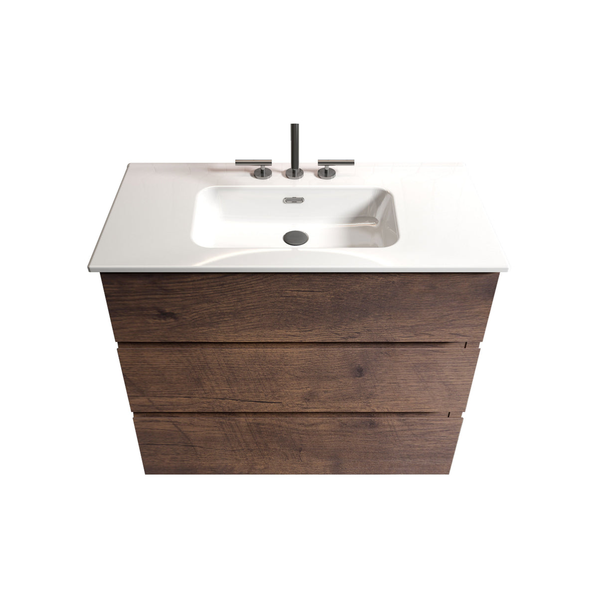 THE FURNITURE CO. Vanity Default Walnut Bathroom Vanity with Sink and 3 Faucet Holes Large Storage Freestanding Design Pre-assembled In White