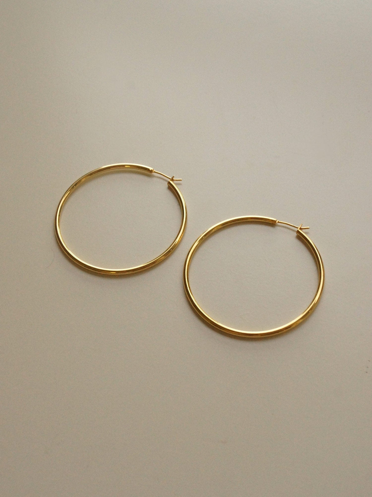 Bella large thin gold hoop earrings