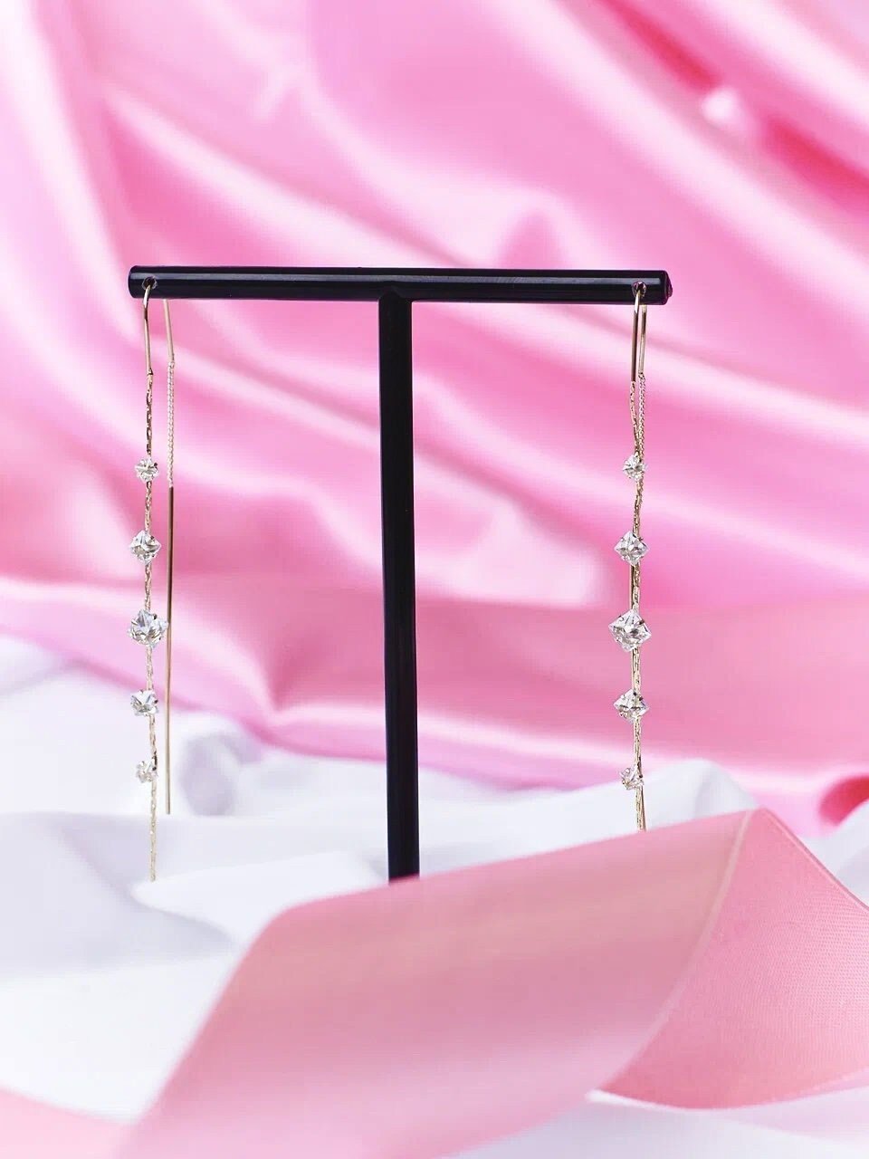 Jandi Thread Crystal Drop Earrings
