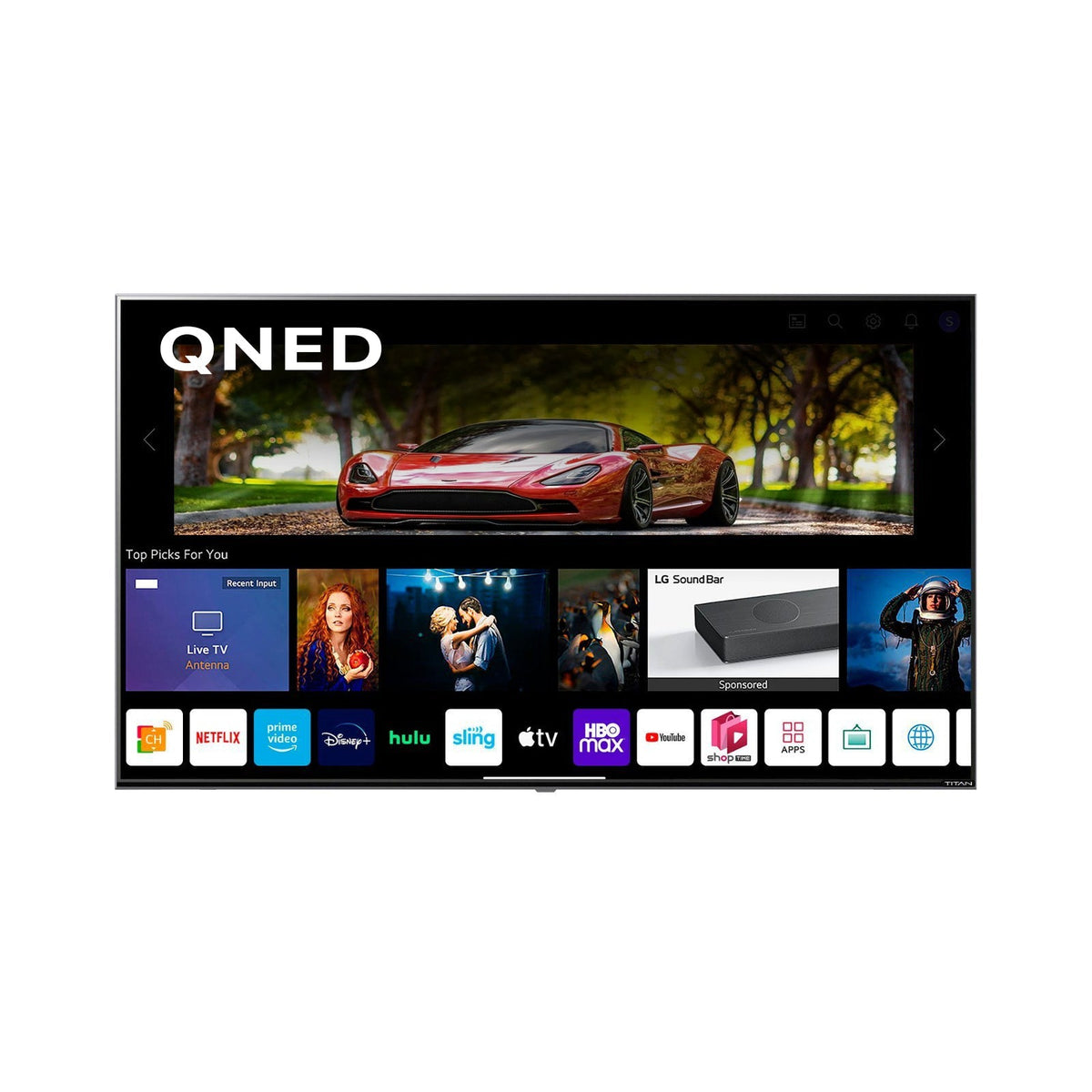 TITAN Televisions Titan Weatherproof Outdoor TV Partial Sun L-100 QNED 4K Smart TV powered by LG WebOS