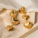 Load image into Gallery viewer, Triple Hearts Drop Earrings
