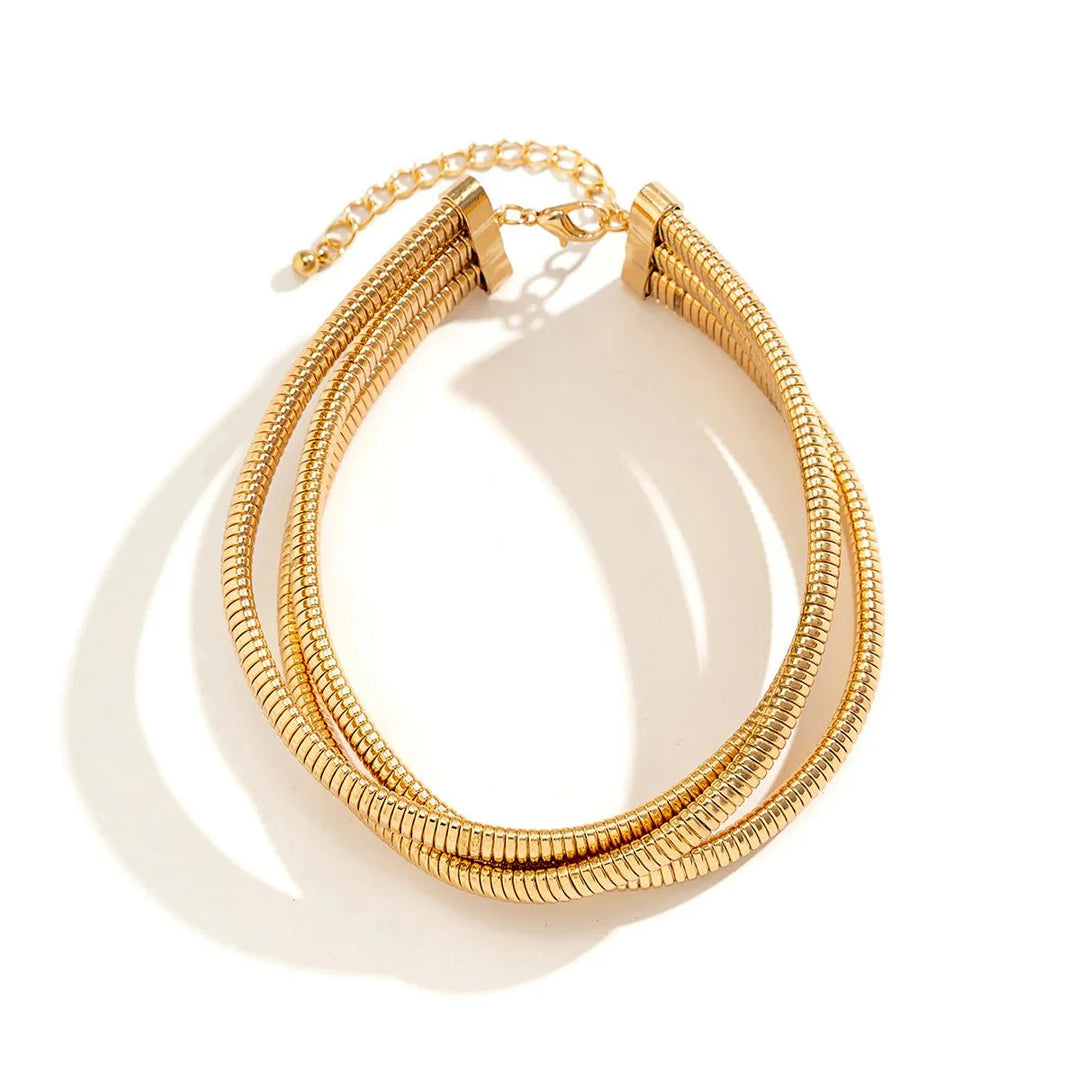 Triple Layer Stacked Chunky Choker Necklace