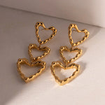 Load image into Gallery viewer, Triple Outlined Hearts Drop Earrings

