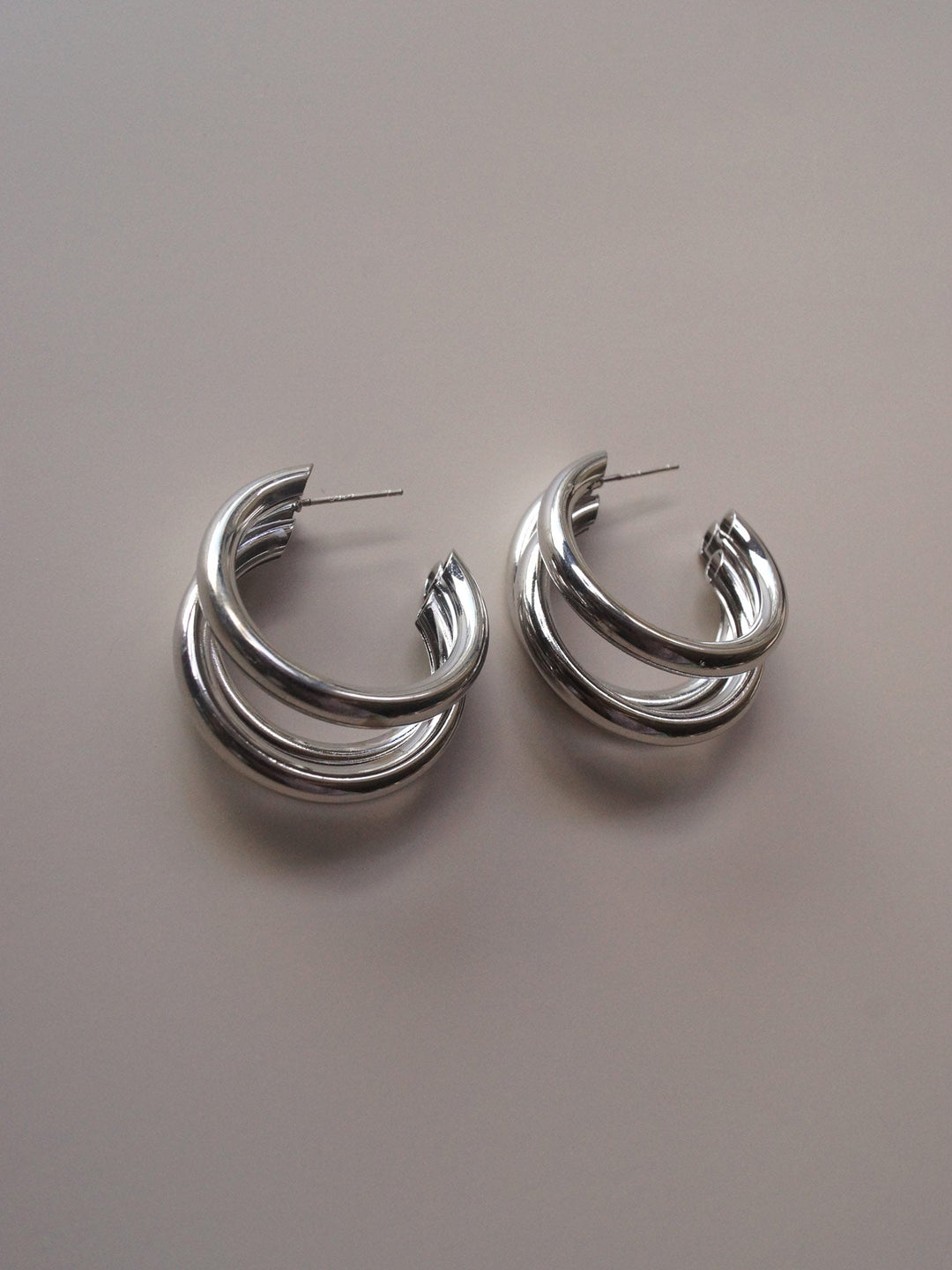 Mila Silver Bold Triple Hoop Earrings