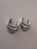 Load image into Gallery viewer, Mila Silver Bold Triple Hoop Earrings
