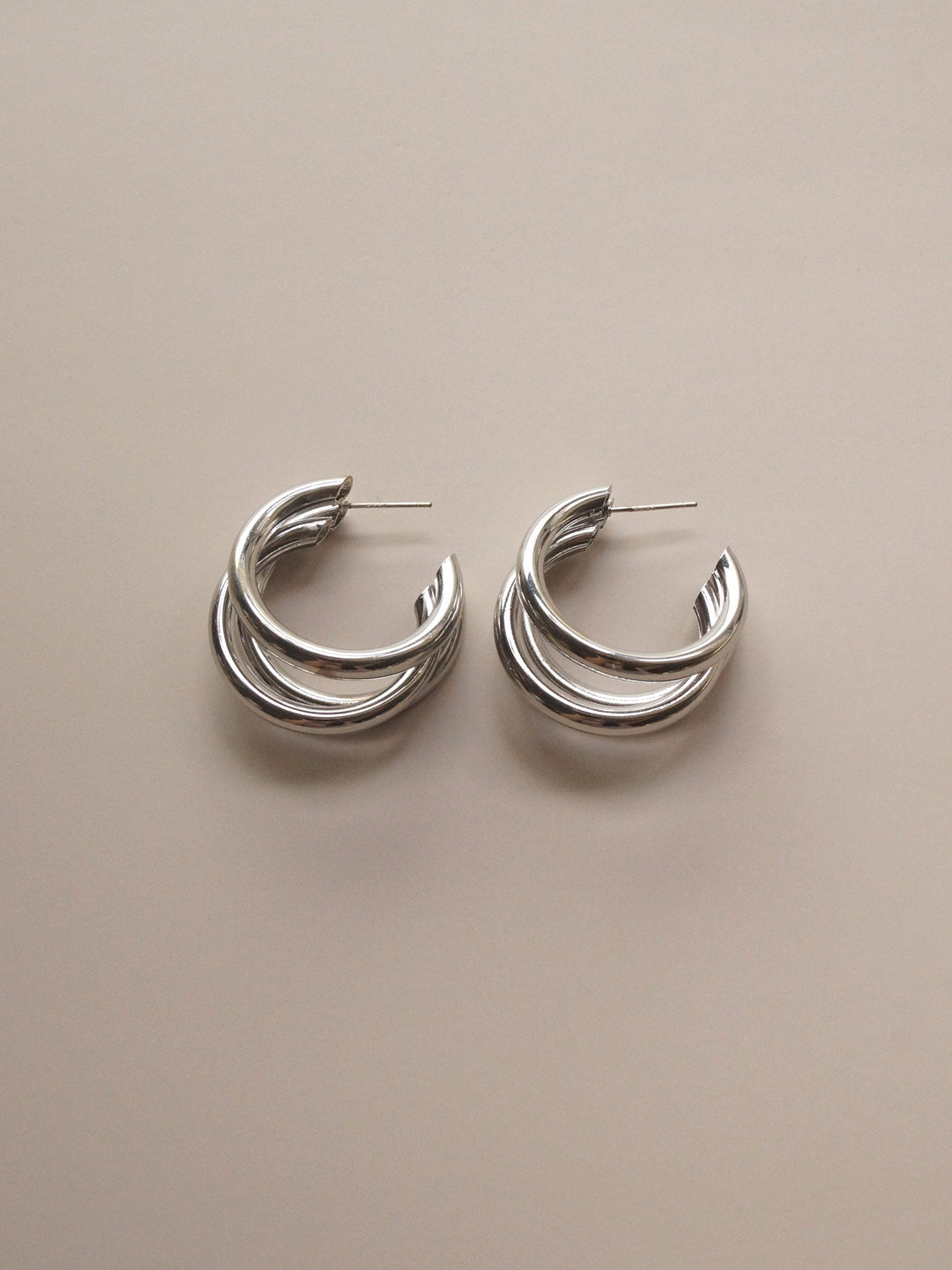 Mila Silver Bold Triple Hoop Earrings