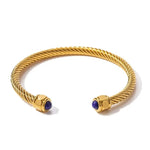 Load image into Gallery viewer, Twisted Gem Stone Ends Bangle Bracelet

