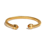 Load image into Gallery viewer, Twisted Gem Stone Ends Bangle Bracelet

