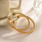 Load image into Gallery viewer, Twisted Gem Stone Ends Bangle Bracelet
