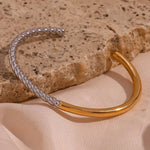 Load image into Gallery viewer, Twisted Half Two Tone Cuff Bracelet
